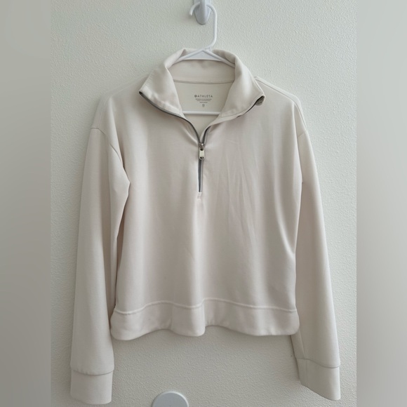 Athleta Seasoft Quarter Zip Pullover in Magnolia White size XS - Picture 2 of 9